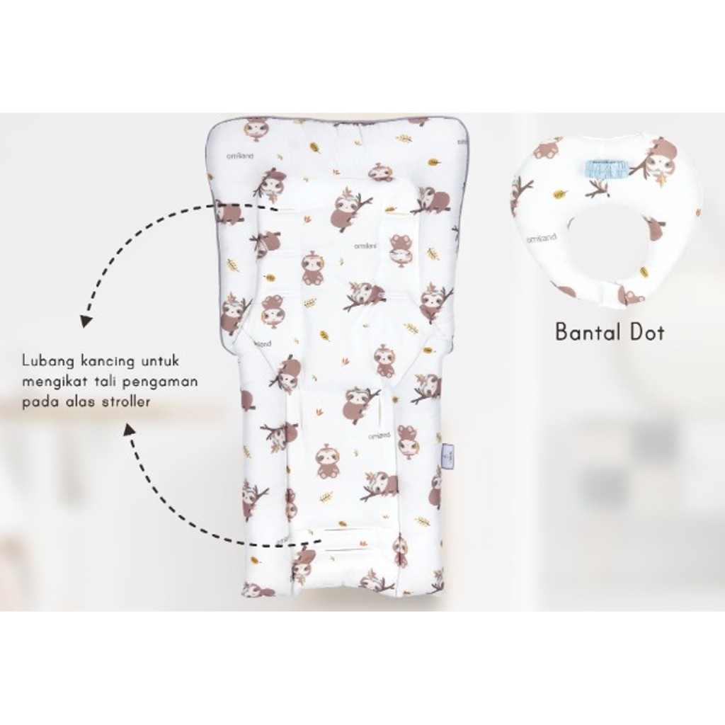 Omiland OB4415 Alas Stroller Pad dan Bantal Dot SLOTH Series