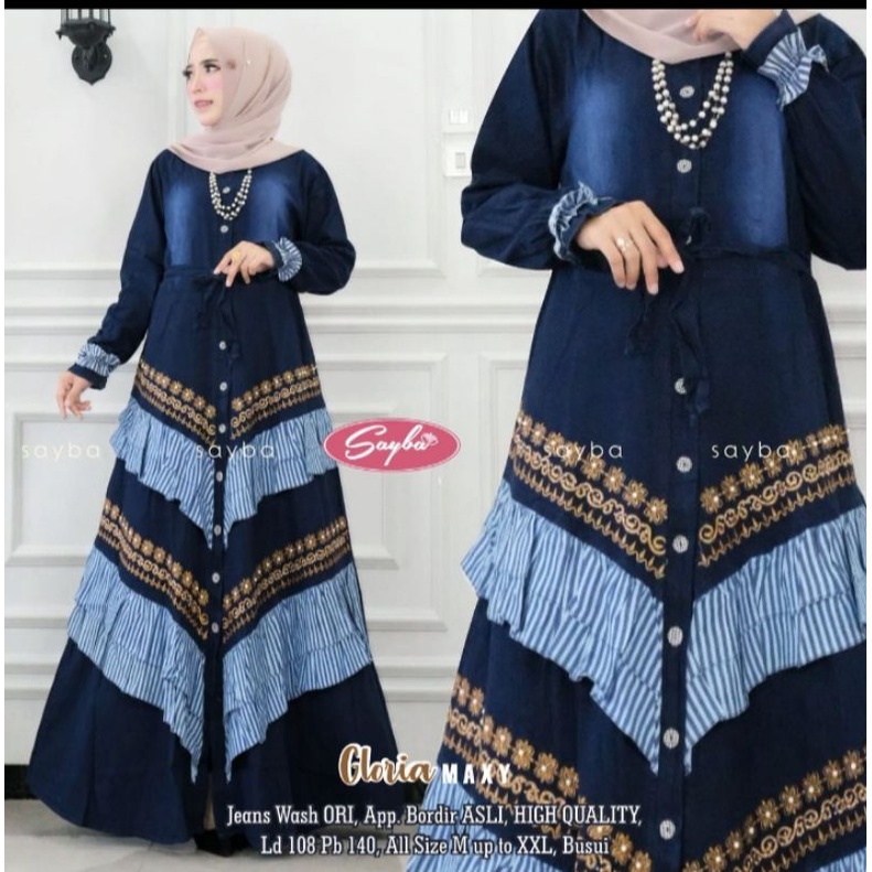 Gloria Maxy | Jeans Wash ORI app bordir asli HQ | ld 108 Pb 140 all size M-XL