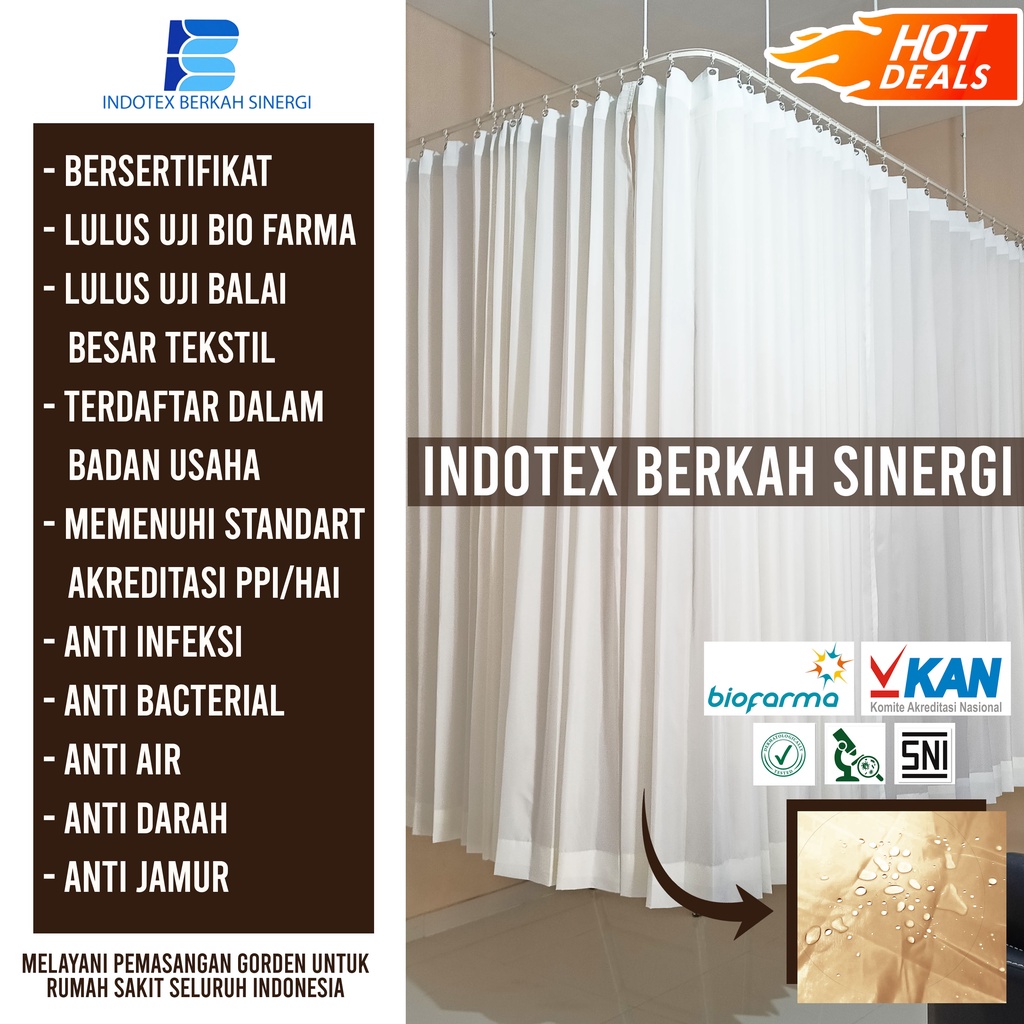 GORDEN RUMAH SAKIT | SEKAT | KLINIK | SPA | SALON | BAHAN ANTI BAKTERI / JENIS BAHAN GORDEN YANG BAG