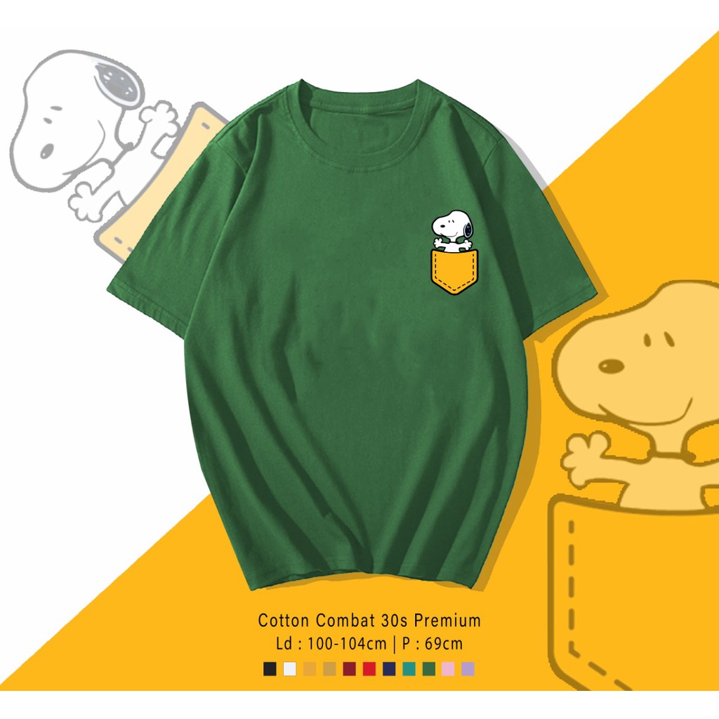 SNOPPY POCKET  / TERMURAH BAJU KAOS KATUN WANITA/ PRIA UNISEX LENGAN PENDEK / TUMBLR TEE