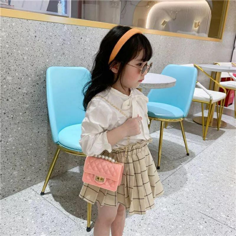 TAS SLEMPANG ANAK TAS MINI MUTIARA GAGANG MUTIARA TAS JELLY MINI ANAK PEREMPUANSLING BAG ANAK