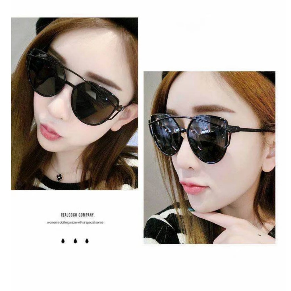 Kacamata Cat Eye Wanita Horn Anti UV Sinar Matahari Cewek Kaca Mata Hitam Fashion Show Sunglasses Fashion Unisex Bisa Antiradiasi Polarised KCH17