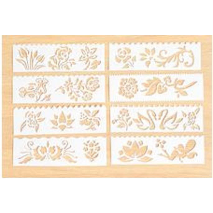 Plastic Stencil 15.5x5.5cm - Beautiful Flowers Theme (8pcs)