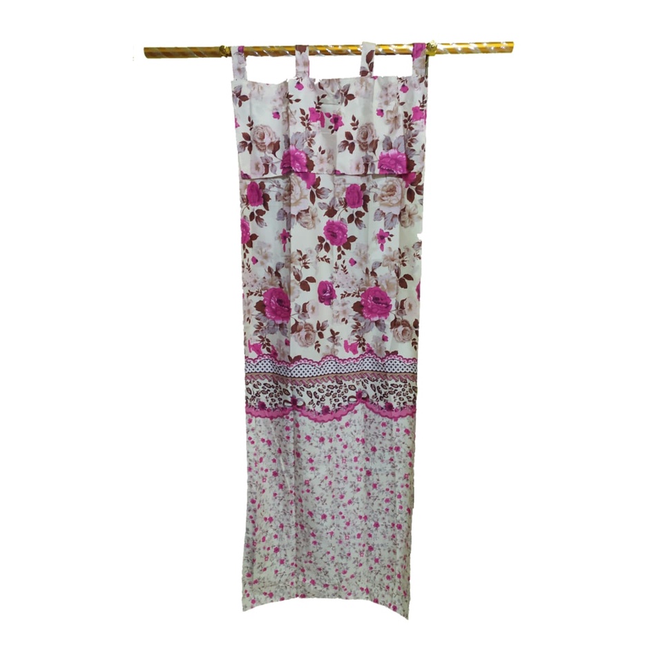 Tirai Gorden Hordeng Jendela Minimalis Motif Bunga Saby Cream Termurah