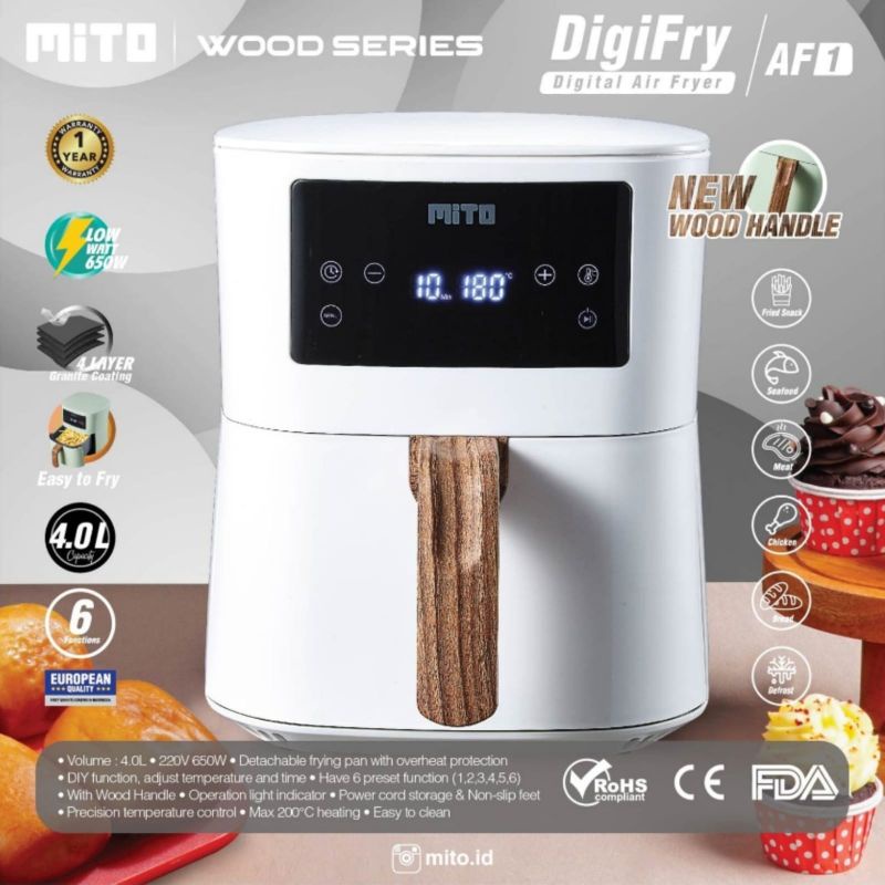 MITO AF1 Digital Air Fryer 4L low watt - AirFryer DigiFry AF 1 GARANSI RESMI