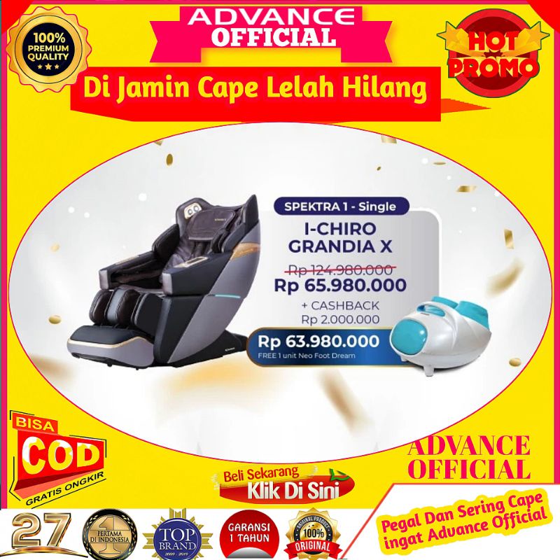 KURSI PIJAT Advance I-Chiro GRANDIA X Alat Terapi Tulang Belakang Elektrik SHIATSU PIJET KESEHATAN T
