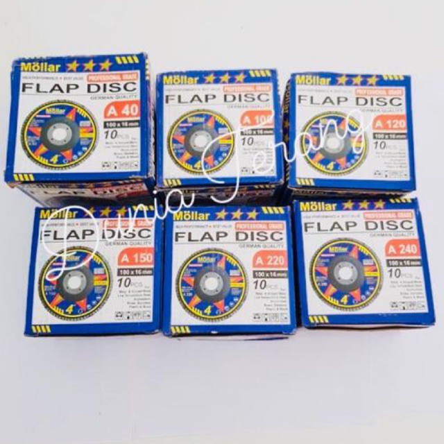 Flap Disc MOLLAR 40 60 80 100 120 150 180 220 240 - Amplas Tumpuk 100x16mm Amplas Gerinda Flap Disk