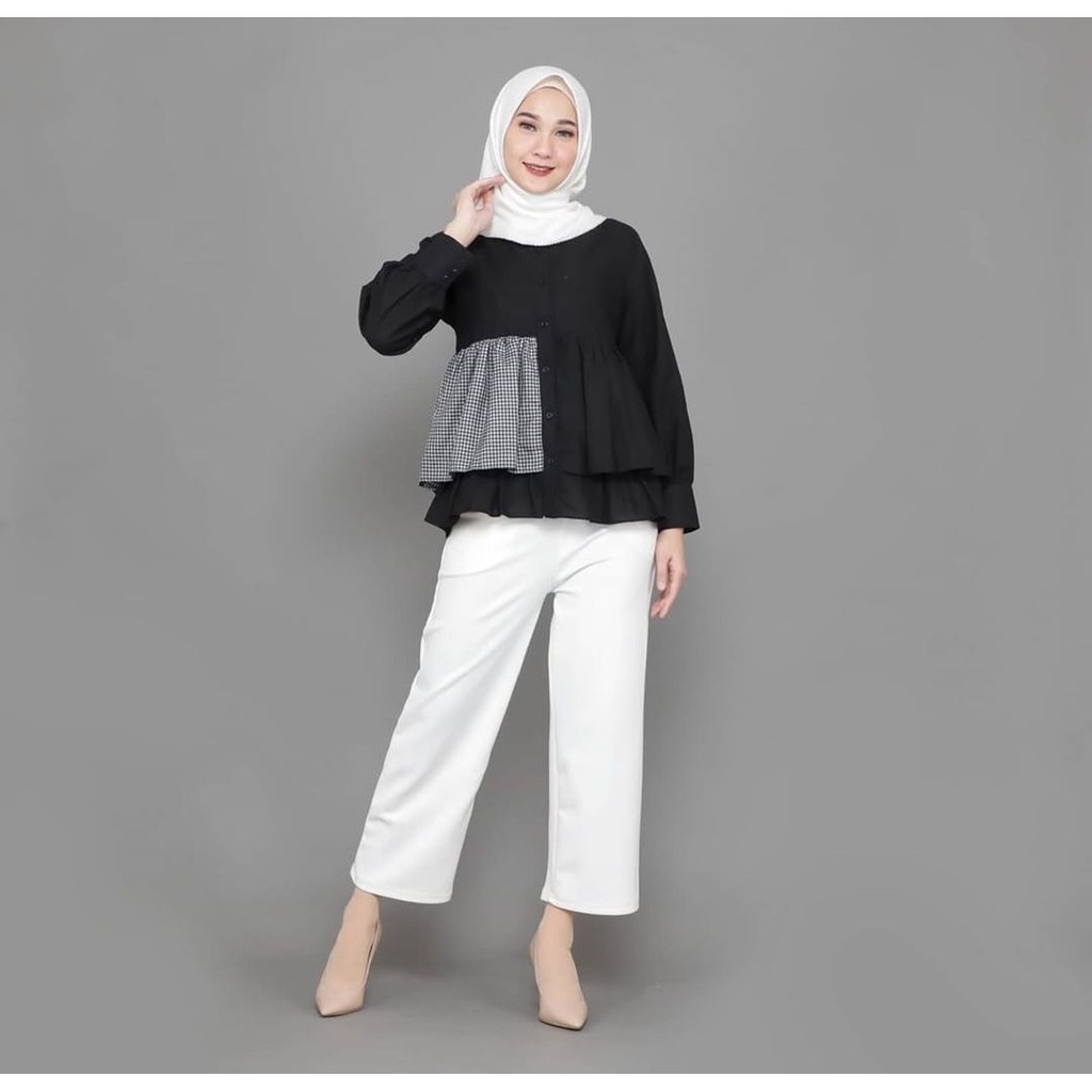 Atasan Wanita Gia Blouse bahan wolfis mix katun square