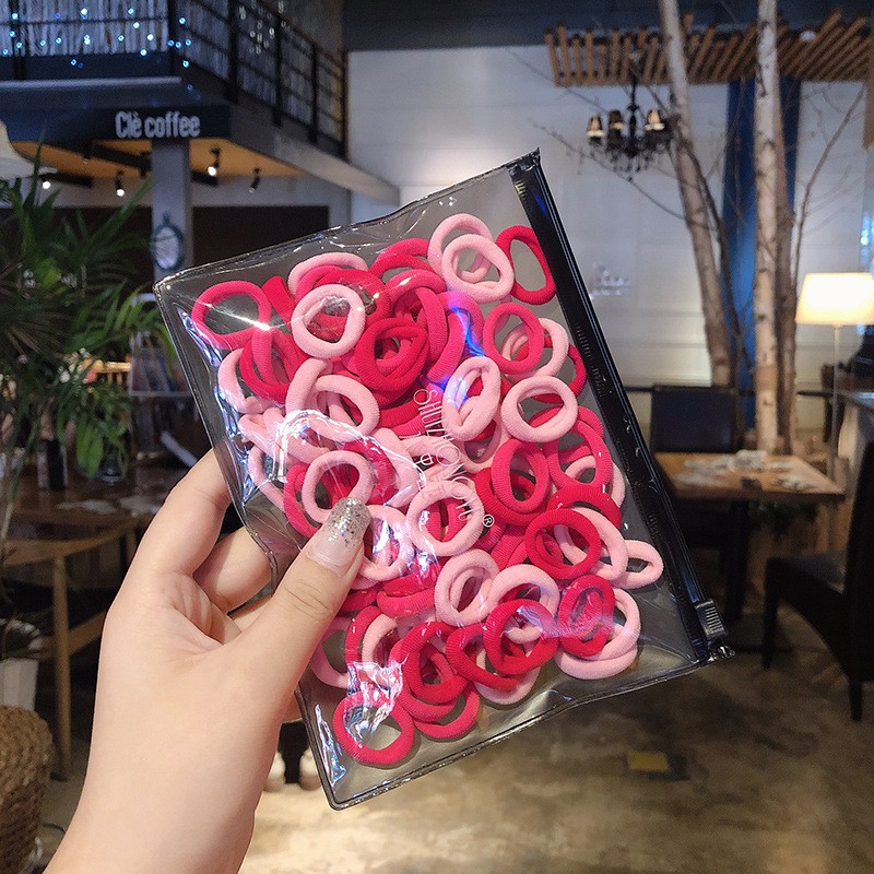 100pcs / Set Karet Rambut Seamless Warna-Warni Gaya Korea Untuk Anak Perempuan