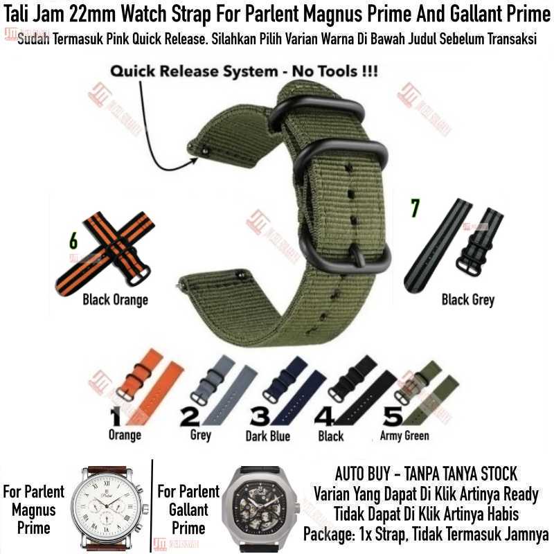 Tali Jam 22mm Watch Strap Parlent Magnus / Gallant Prime - Nylon Stitching 3 Buckle