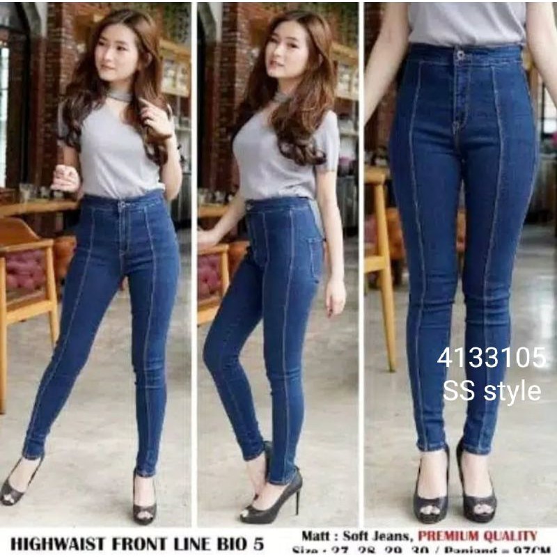 Celana fashion wanita haighweist tulang Miss hotty / celana soft jeans original 4137