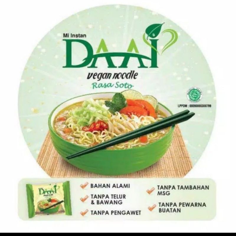 Mie Instan DAAI Vegan Vegetarian Halal 100% Soto Goreng Kari