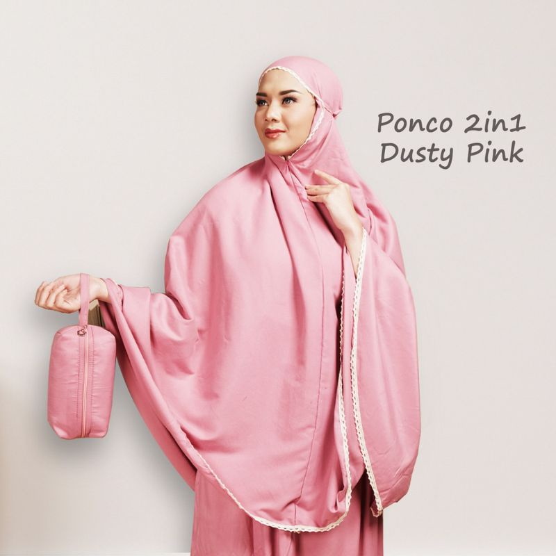 Mukena traveling 2 in 1 ponco katun mikro renda