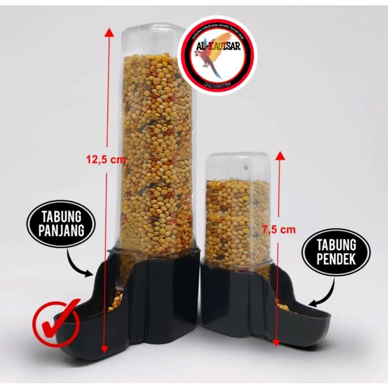 CEPUK WADAH PAKAN MINUM BURUNG DISPENSER TABUNG PANJANG CEPUK TEMPAT MAKAN PAKAN BURUNG LOVEBIRD PAR