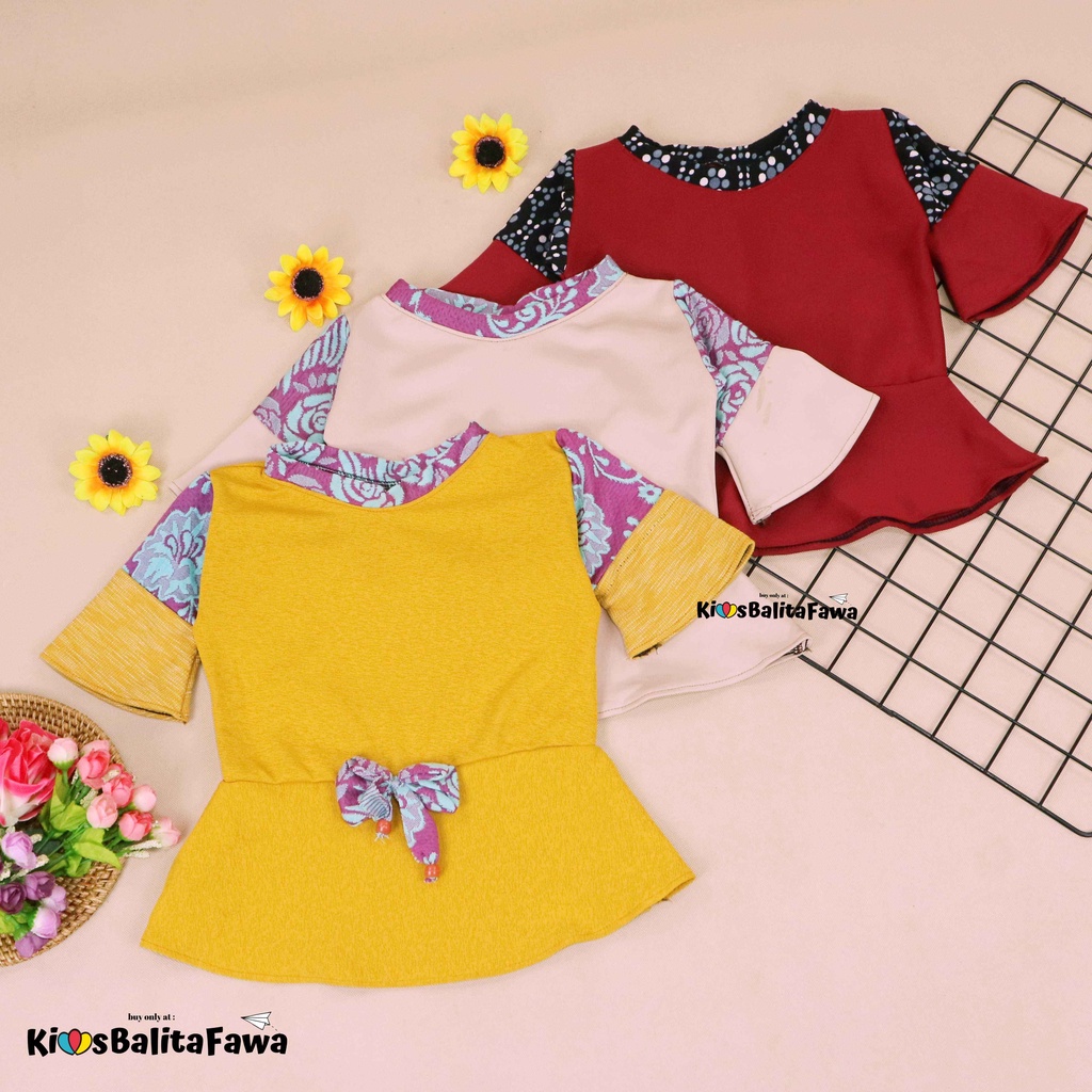 Blouse Felisha Uk 2-4 Tahun / Baju Harian Anak Perempuan Balita Dress Terompet Lengan Panjang