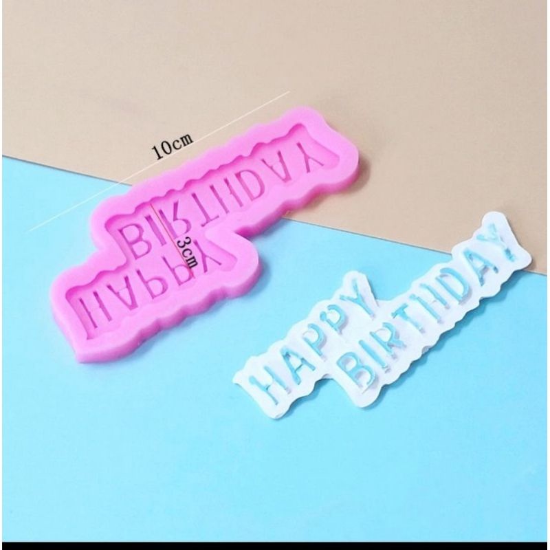 CETAKAN SILICONE COKLAT FONDANT PUDING &quot;HAPPY BIRTHDAY&quot; FOODGRADE