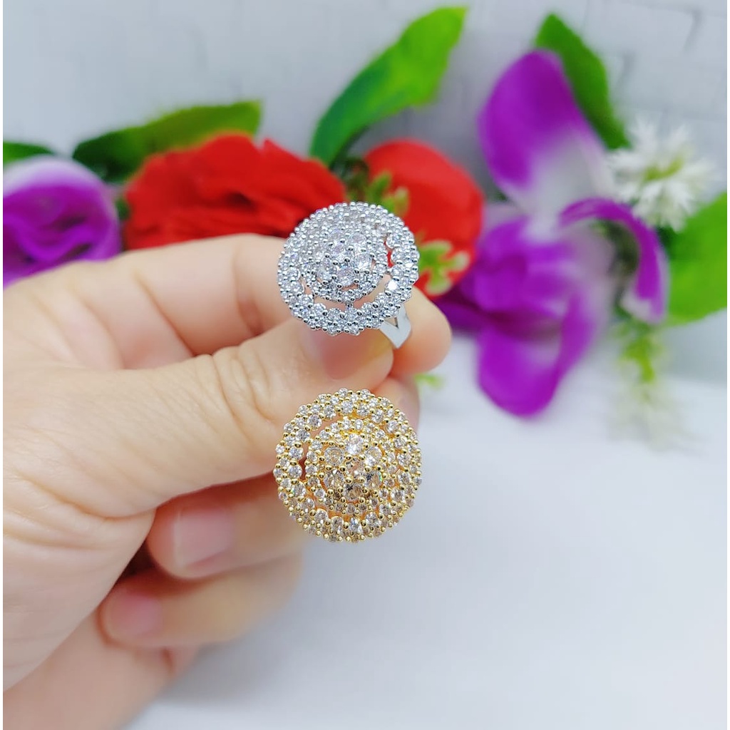 Cincin wanita permata lapis emas Perhiasan Xuping Jewelry 0052.0053