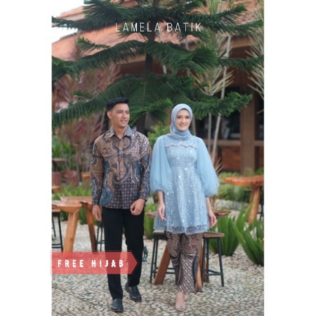 Batik Couple Kebaya LUNA TUNIK DUSTY BLUE Kebaya modern kebaya kekinian kebaya