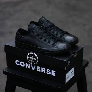 converse leather black high