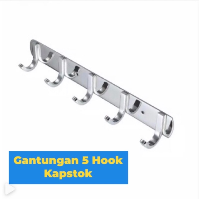 Gantungan Baju Hanger 5 Kait Kamar Mandi Dapur Dinding Tembok Kapstok