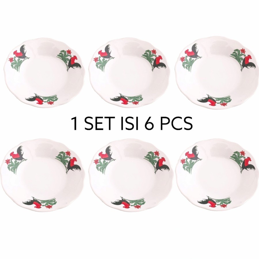 1 SET ISI 6 PCS PIRING AYAM JAGO LUCKY/PIRING MAKAN/PIRING AYAM/PIRING