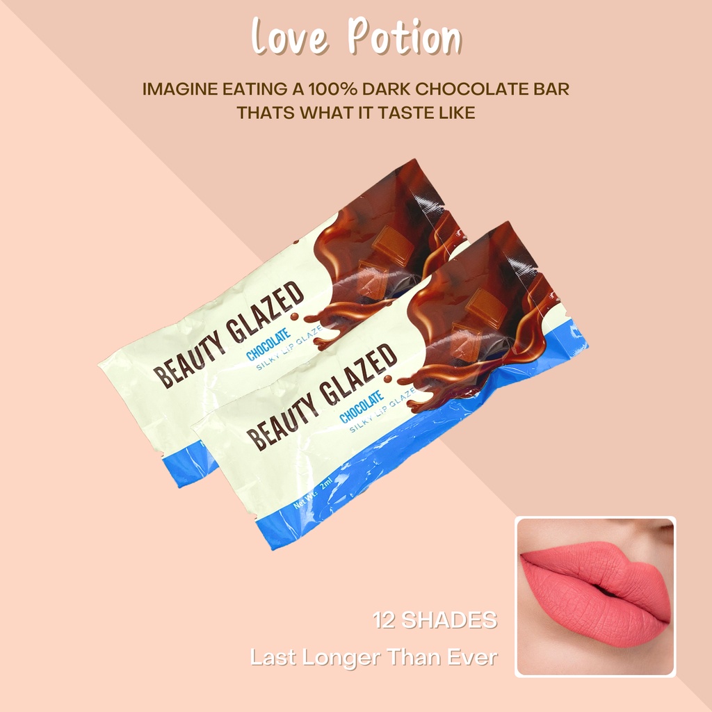 BEAUTY GLAZED WHITE CHOCOLATE NEW LIPSTICK MATTE LONG-LASTING SMOOTH LIQUID LIP GLOSS KEMASAN PUTIH ORIGINAL