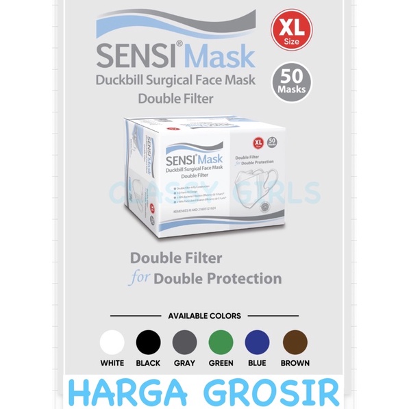 (Original) MASKER SENSI DUCKBILL XL SURGICAL DOUBLE FILTER MIX 5 WARNA TERBARU Exp Lama Termurah