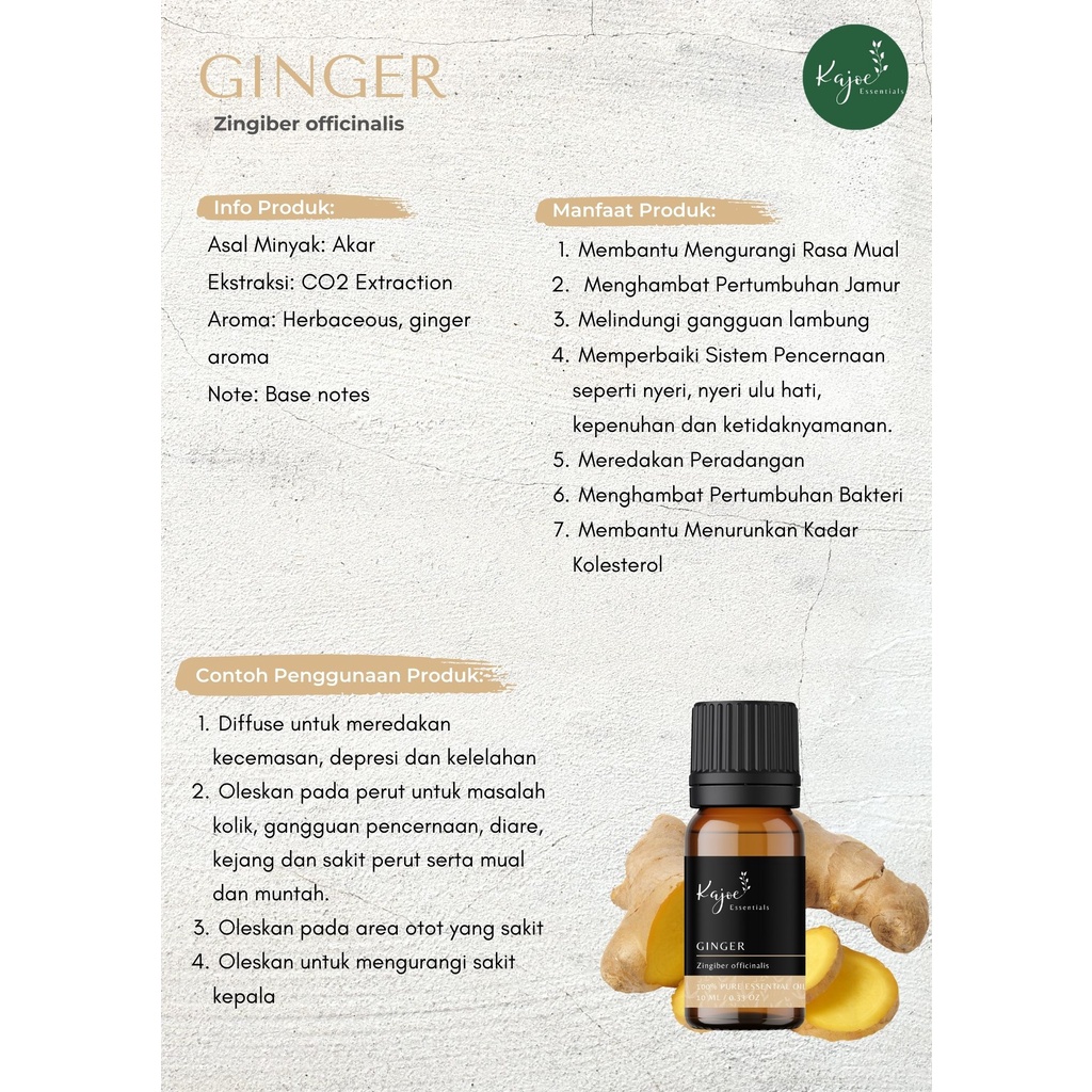 KAJOE Ginger Essential Oil Diffuser Minyak Esensial Atsiri Aromaterapi Aromatheraphy