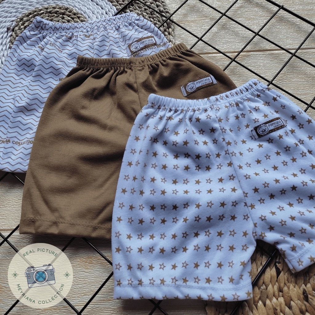 3 PCS Celana Pendek Bayi Baru Lahir Seri Coklat Meyriana Collection