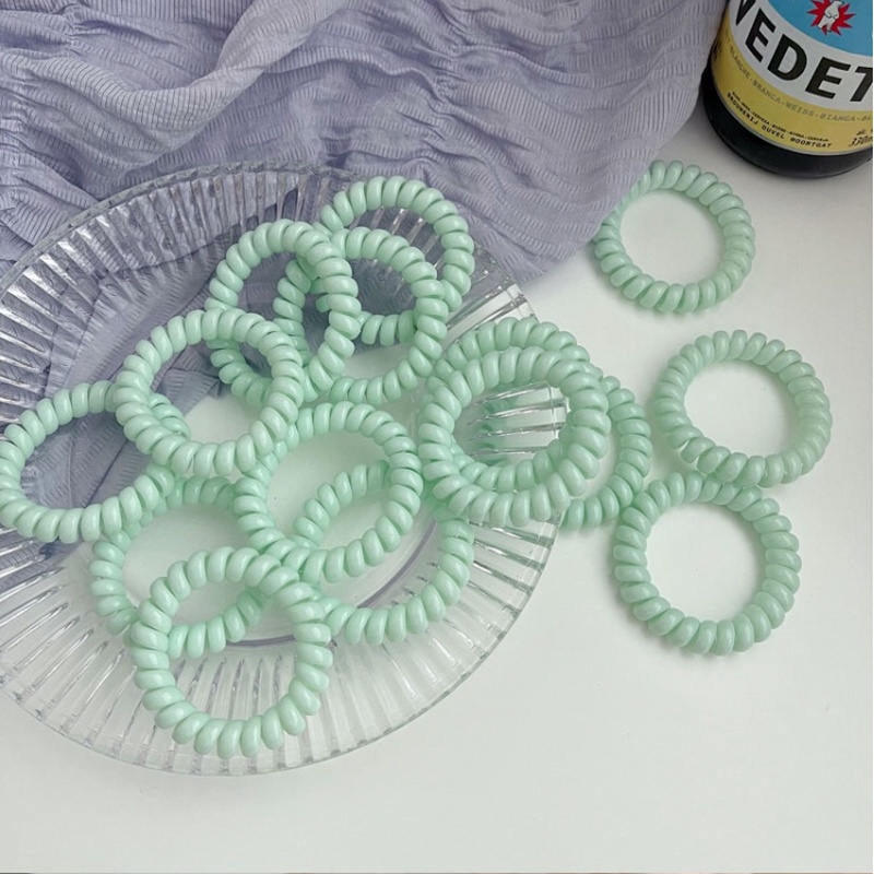 Roselife Mint Green Sprial Coil Hair Tie Telephone Cord Ponytail Hair Bands 1 Pc