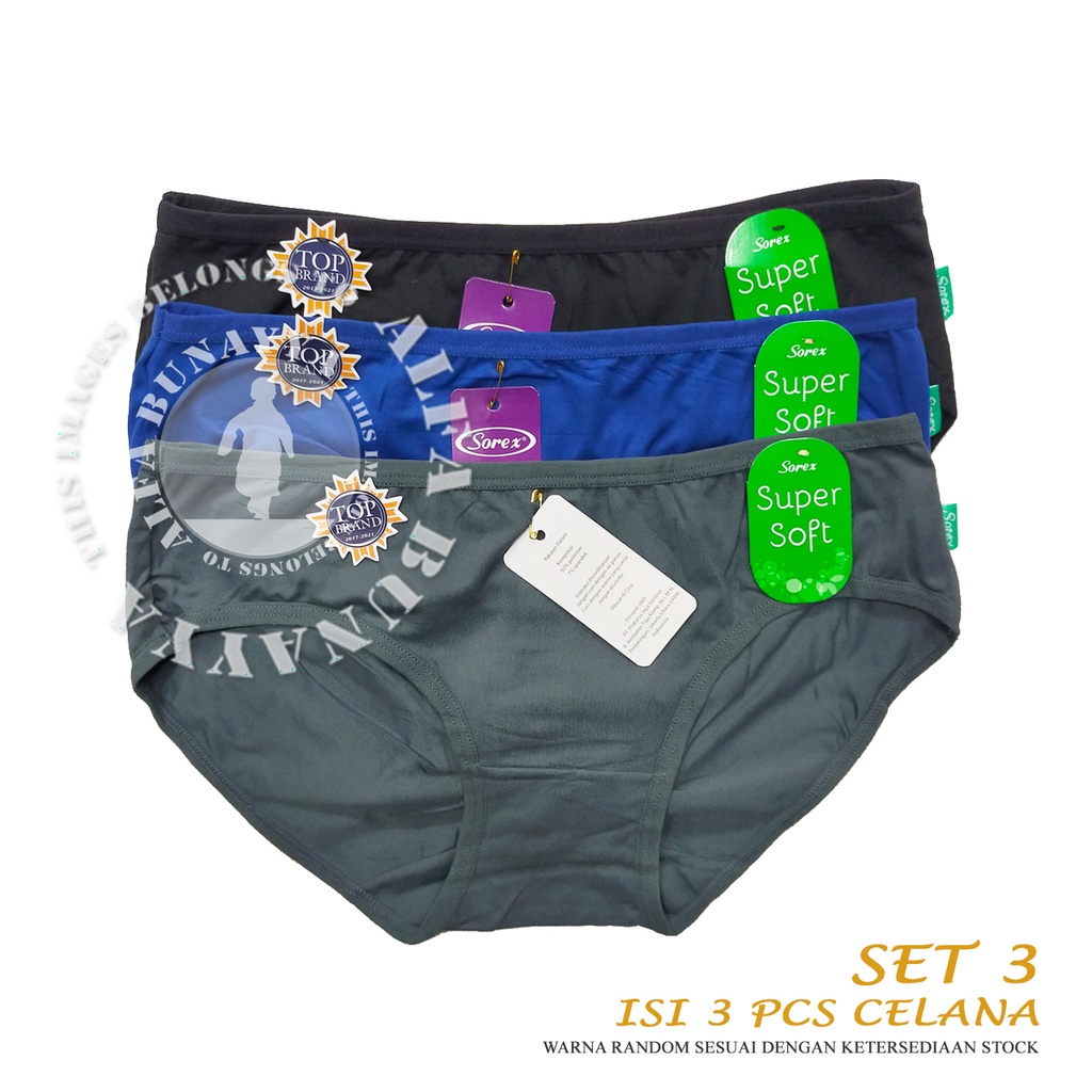 3 Pcs Celana Dalam Wanita SOREX 1257 - CD Underwear - Super Soft - Pakaian Dalam Wanita