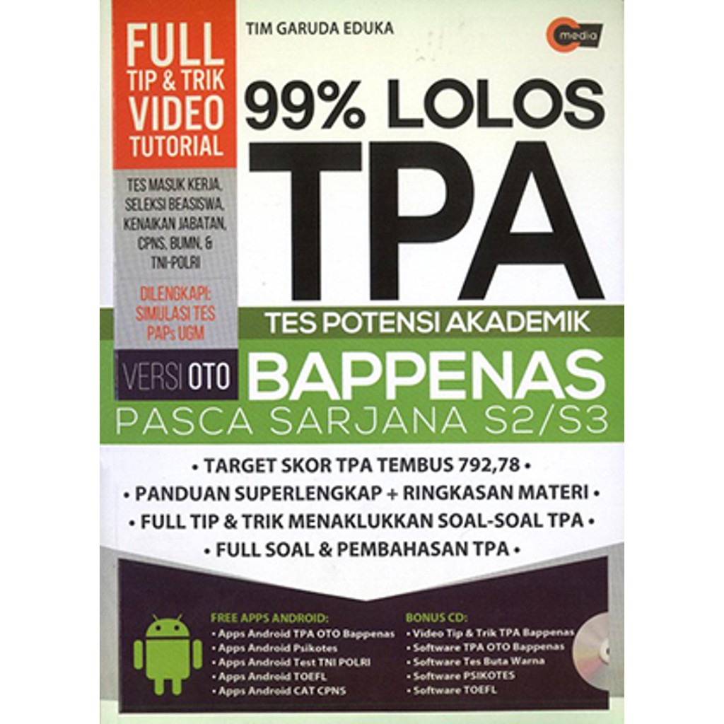 99% LOLOS TPA VERSI OTO BAPPENAS PASCA SARJANA S2/S3 (BONUS CD)