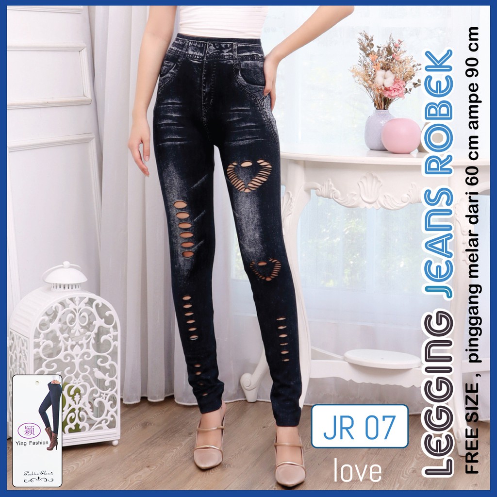 Legging Ripped Jeans 07 LOVE / legging ripped / ripped jeans / legging kekinian / leging