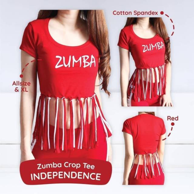 Atasan senam/baju senam/atasan zumba/crop tee indep