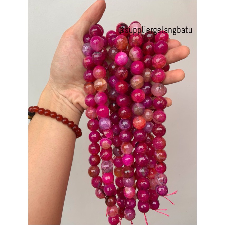 bahan batu 16mm Purple Agate Cutting aksesoris akik gelang kalung batu