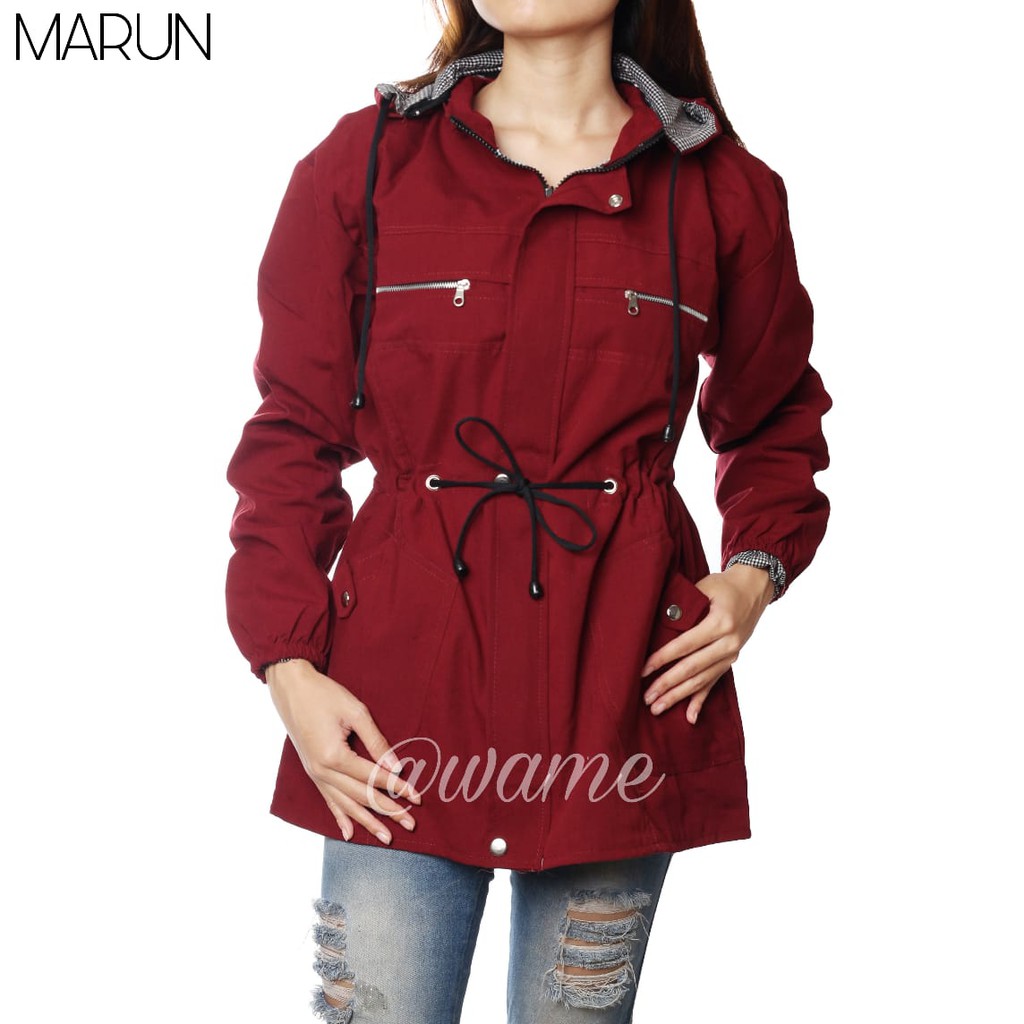 Jaket Parka Wanita Merah Marun