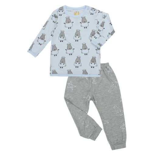 Baa Baa Sheepz Long Sleeve Shirt &amp; Pant - Big Sheep Blue/Big Sheep &amp; Star Grey