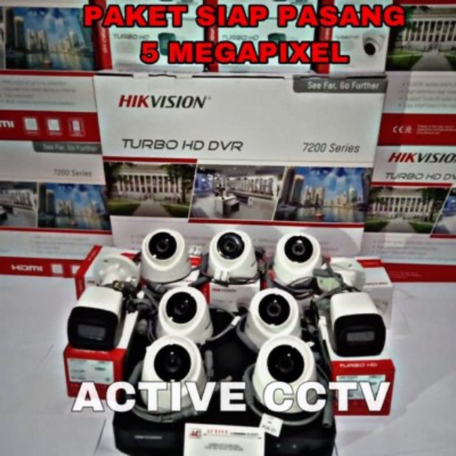 PAKET KAMERA CCTV HIKVISION 9 CAMERA 5MP FULL HD 16 CH CHANNEL TURBO HD KOMPLIT LENGKAP 5 MP