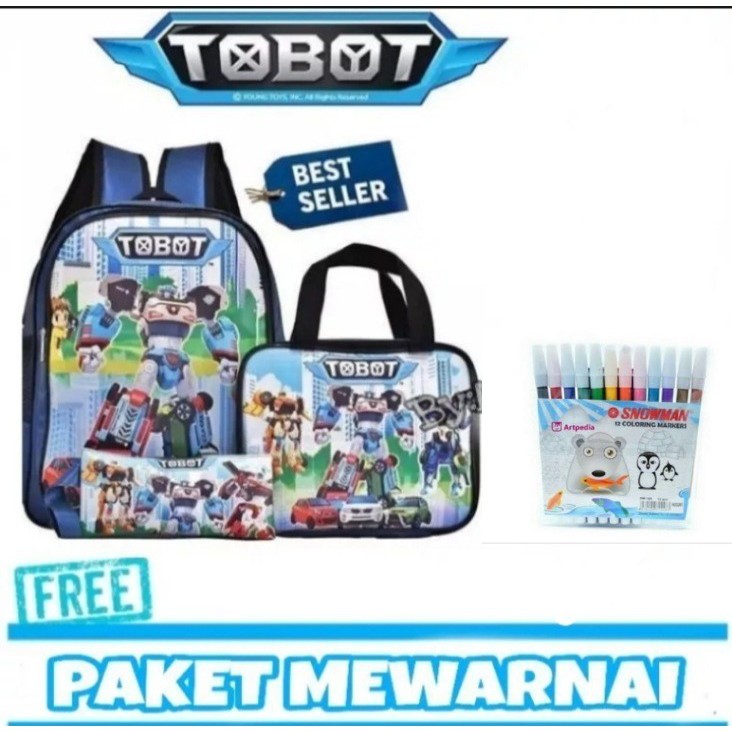 Tas Anak Laki Laki Model Tobott 4 In 1 Ransel Sekolah Anak Paud TK SD