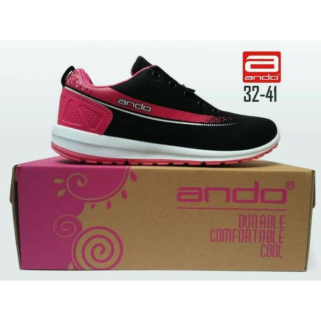 Terlaris sepatu casual wanita Ando adelline hitam pink running / sepatu sport ,sepatu olahraga
