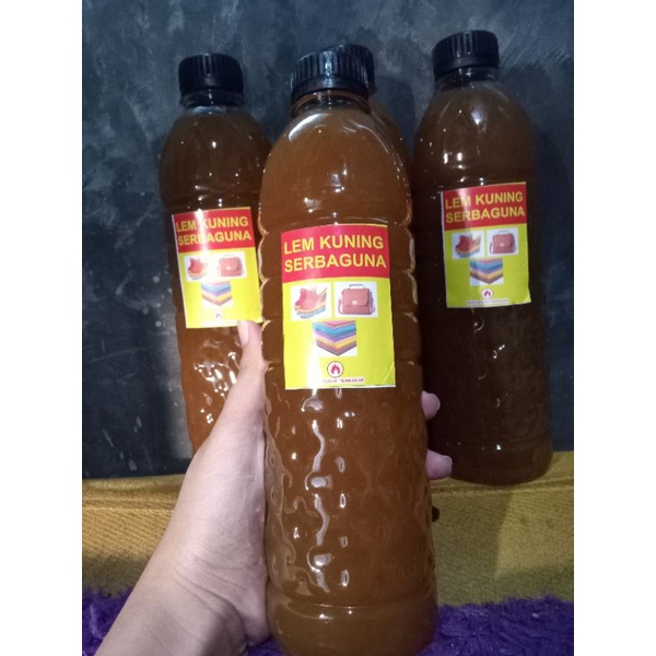 

lem kuning serbaguna/lem kuning/lem botolan 600ml lem sandal, spons, busa ,dan kain