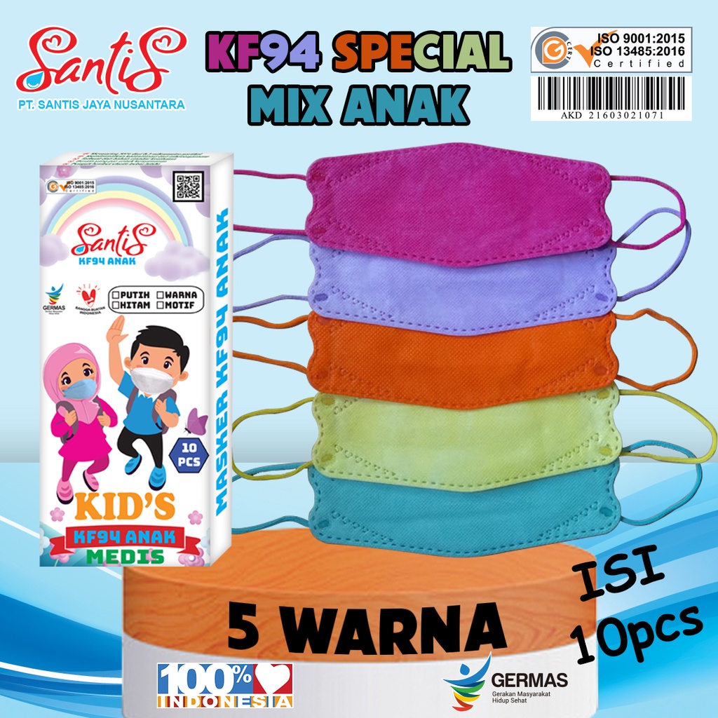 MASKER KF94 ANAK SPESIAL MIX WARNA 4ply