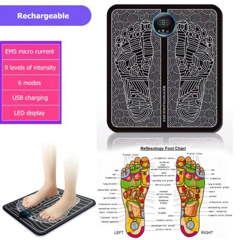 TERAPI PIJAT KAKI REFLEKSI KAKI ELEKTRIK AKUPUNTUR KAKI EKECTRIC MATRAS PEMIJAT ALAS KAKI RECHARGEABLE