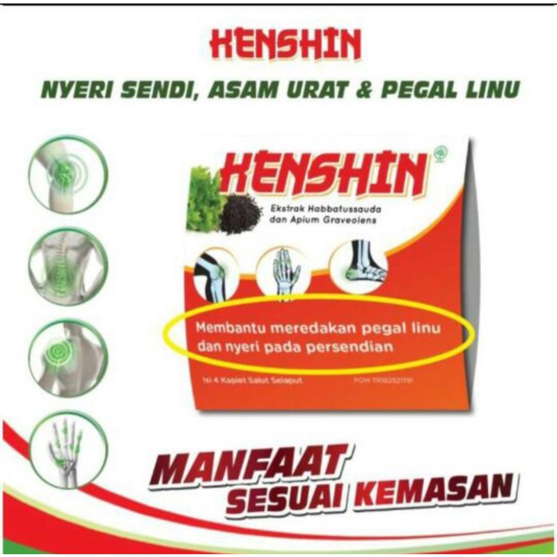 Kenshin obat herbal kaplet (Membantu meredakan pegal linu dan nyeri pada persendian)