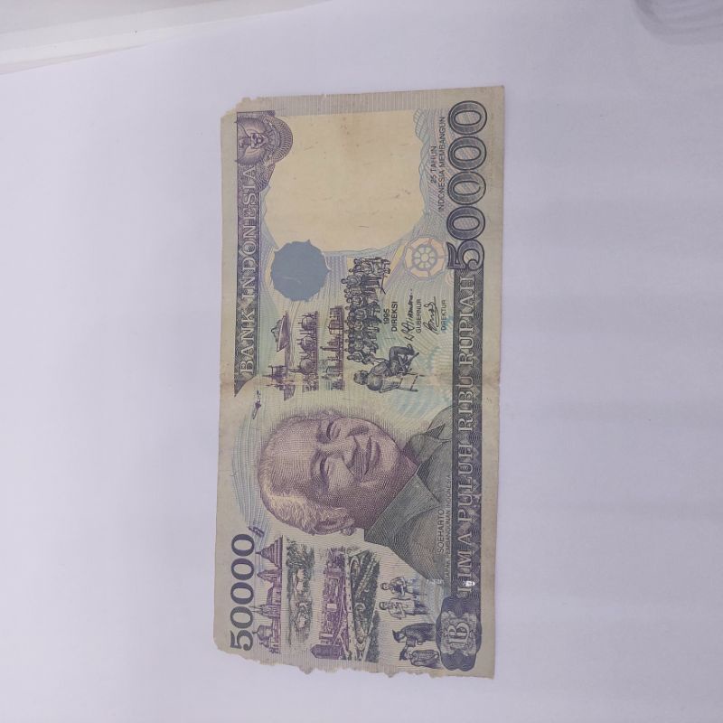 Uang Kuno 50000 Soeharto 1995 / Uang Kertas 50rb Suharto bukan polymare