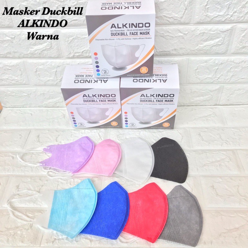 MASKER DUCKBIL MERK ALKINDO, CAREION, MOUSON 1BOX ISi 50 PCS / DUCKBILL 4PLY KOREA MURAH