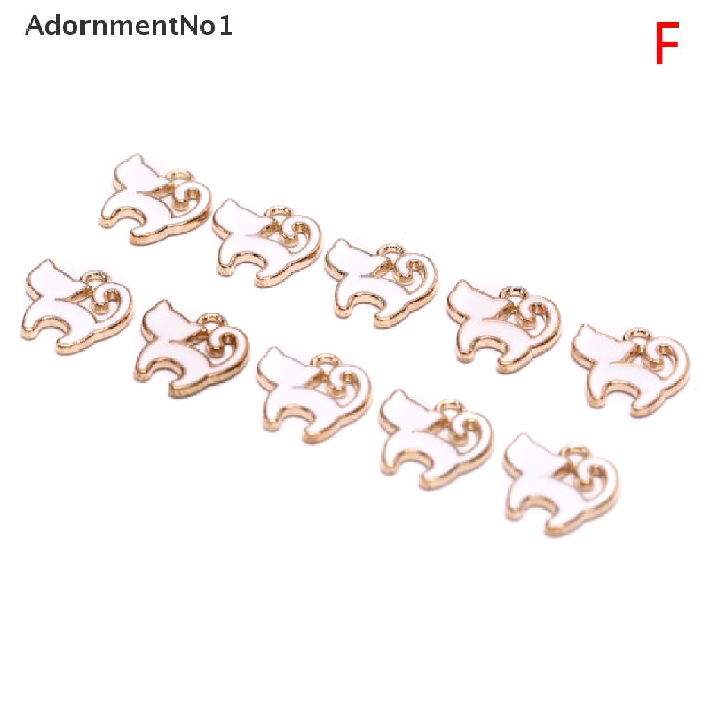 [AdornmentNo1] 10Pcs/Set Enamel Alloy Cat Charms Pendant Jewelry Finding DIY Craft Making Gift  [new]