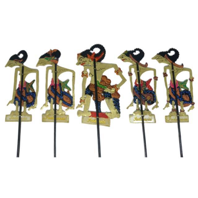 (BISA COD) SOUVENIR MINIATUR WAYANG KULIT PANDAWA LIMA MINI SUNDUK 10x5 cm - BOOKMARK KULIT SAPI