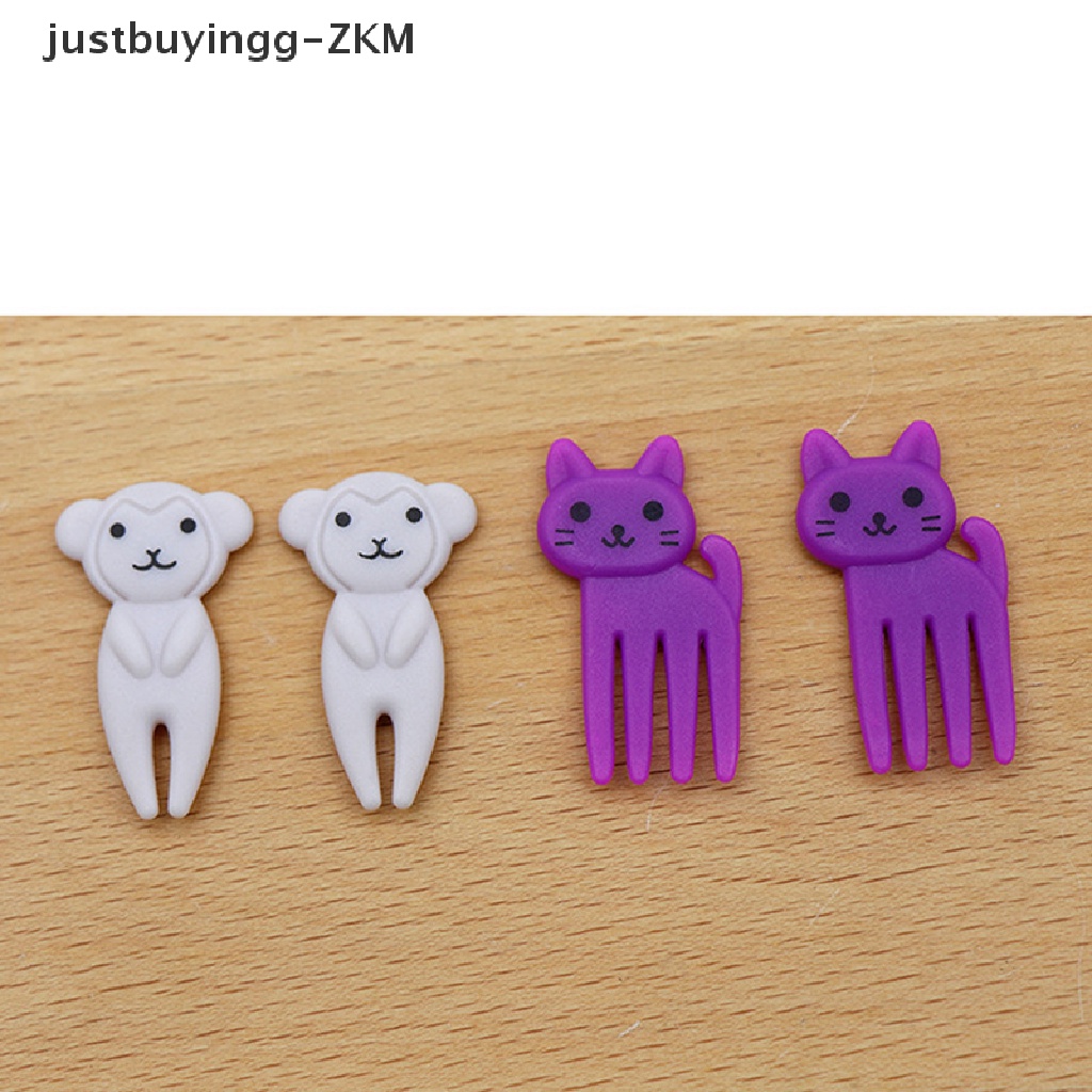 [justbuyingg] 10Pcs Mini Animal Theme Kids Fruit Fork Cartoon Snack Cake Dessert Toothpick [zkm]