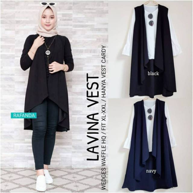 Lavina Vest, VEST/KARDIGAN WANITA SUPER CANTIK MODIS FIT XXL LD 100-114 BAHAN WEDGES WAFFLE TERMURAH TERLARIS OOTD